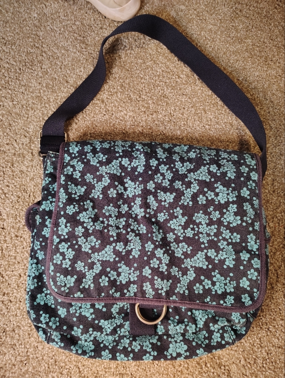 Aeropostale Messenger Bag Blue Floral Y2k Multipocket Canvas
